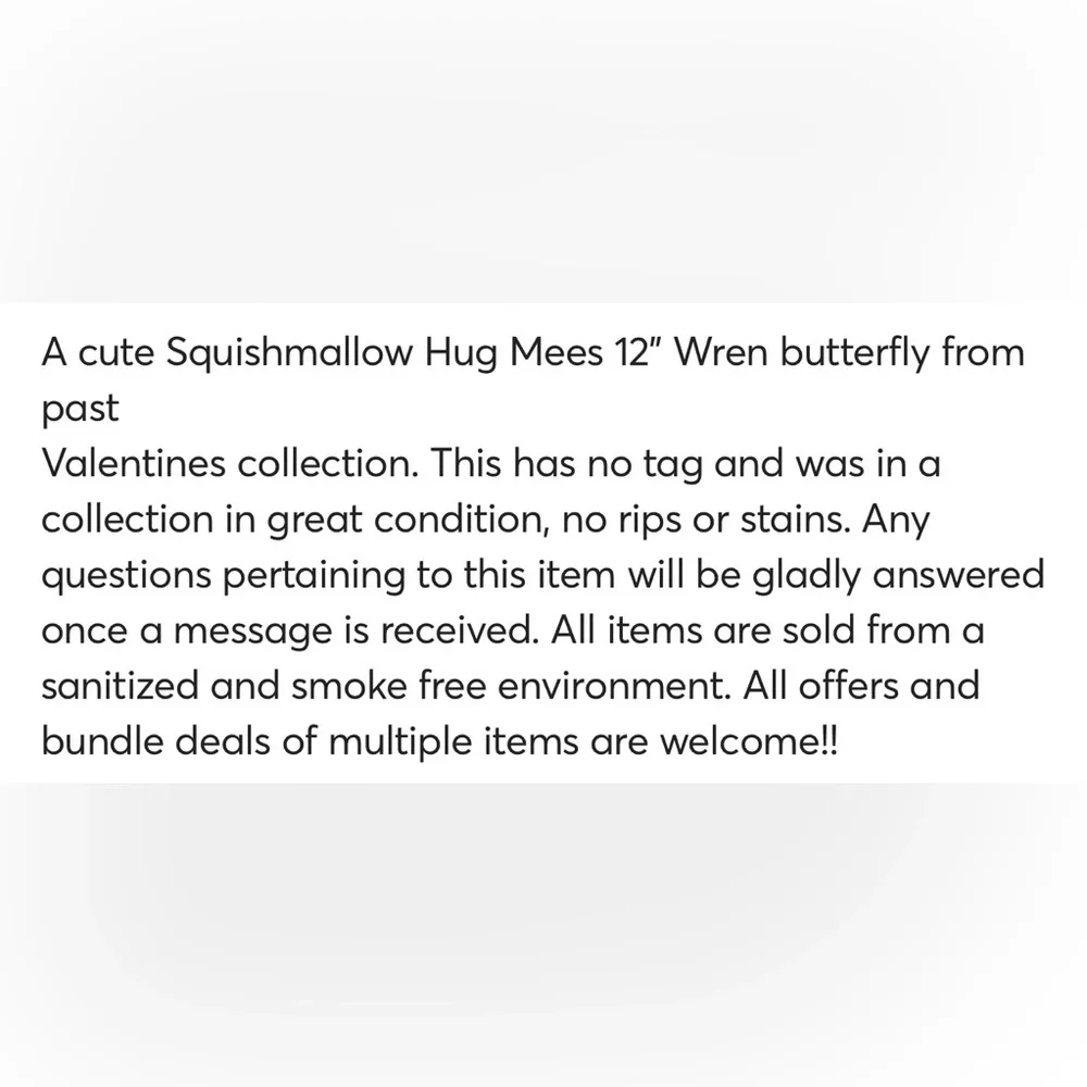 Squishmallows Wren 12” butterfly Hug Mees valentines collection - Picture 13 of 13